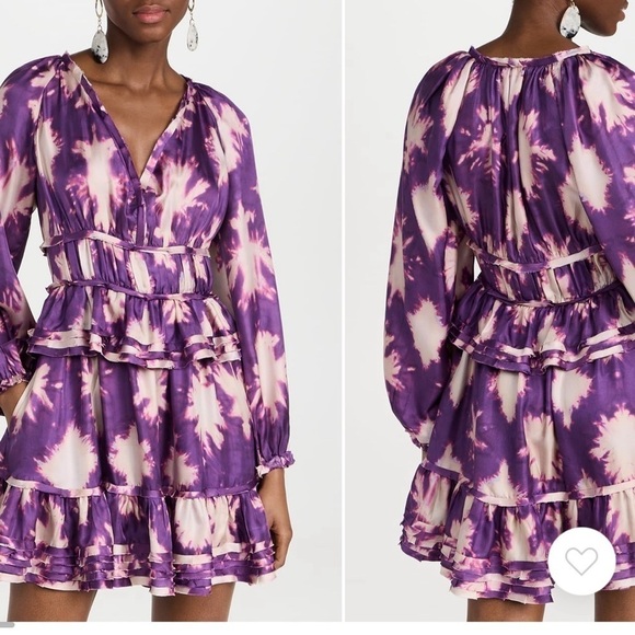 Ulla Johnson Emery Silk Tiered Ruffle Dress 10 - Picture 1 of 8